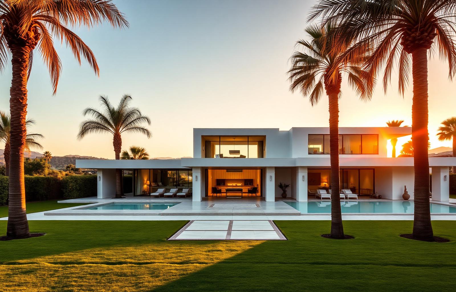 Luxury Southern California home at golden hour